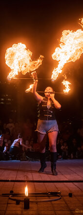 kaylie kreatrix fire double staff ottawa busker fest